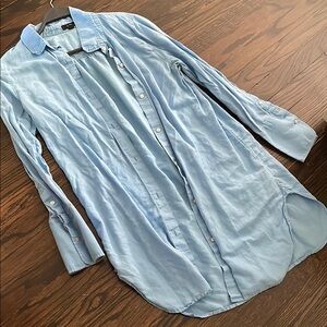 Long Blue JCrew Buttondown/coverup sz M